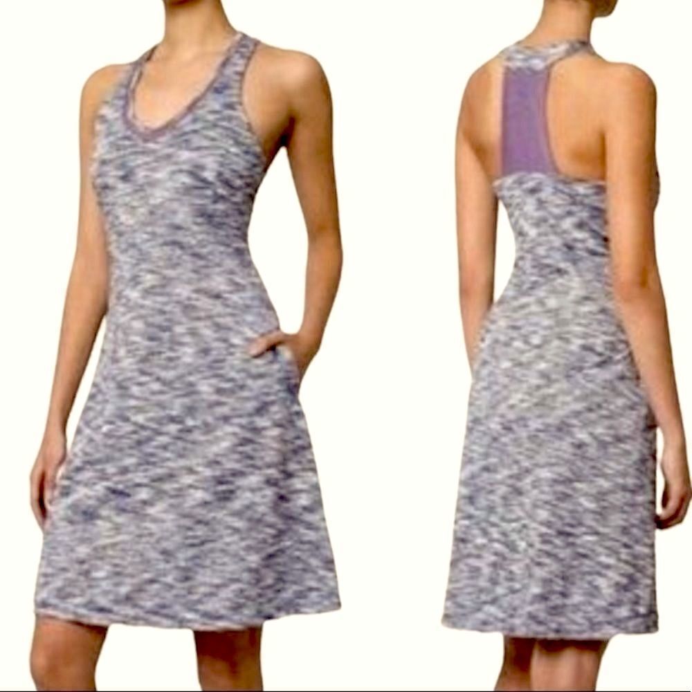 MPG Travel Dress Mesh Racerback V-Neck Built in Bra and Pockets